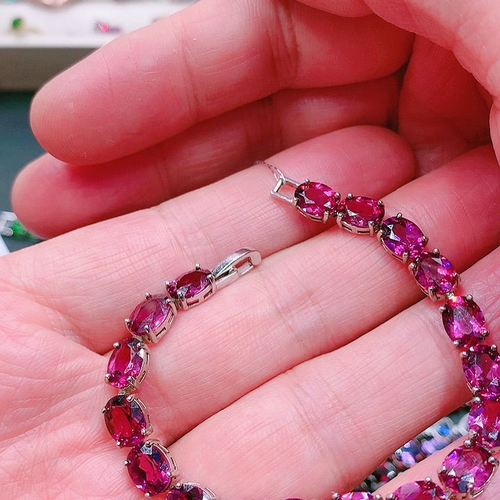 石榴石手链银S925镶嵌