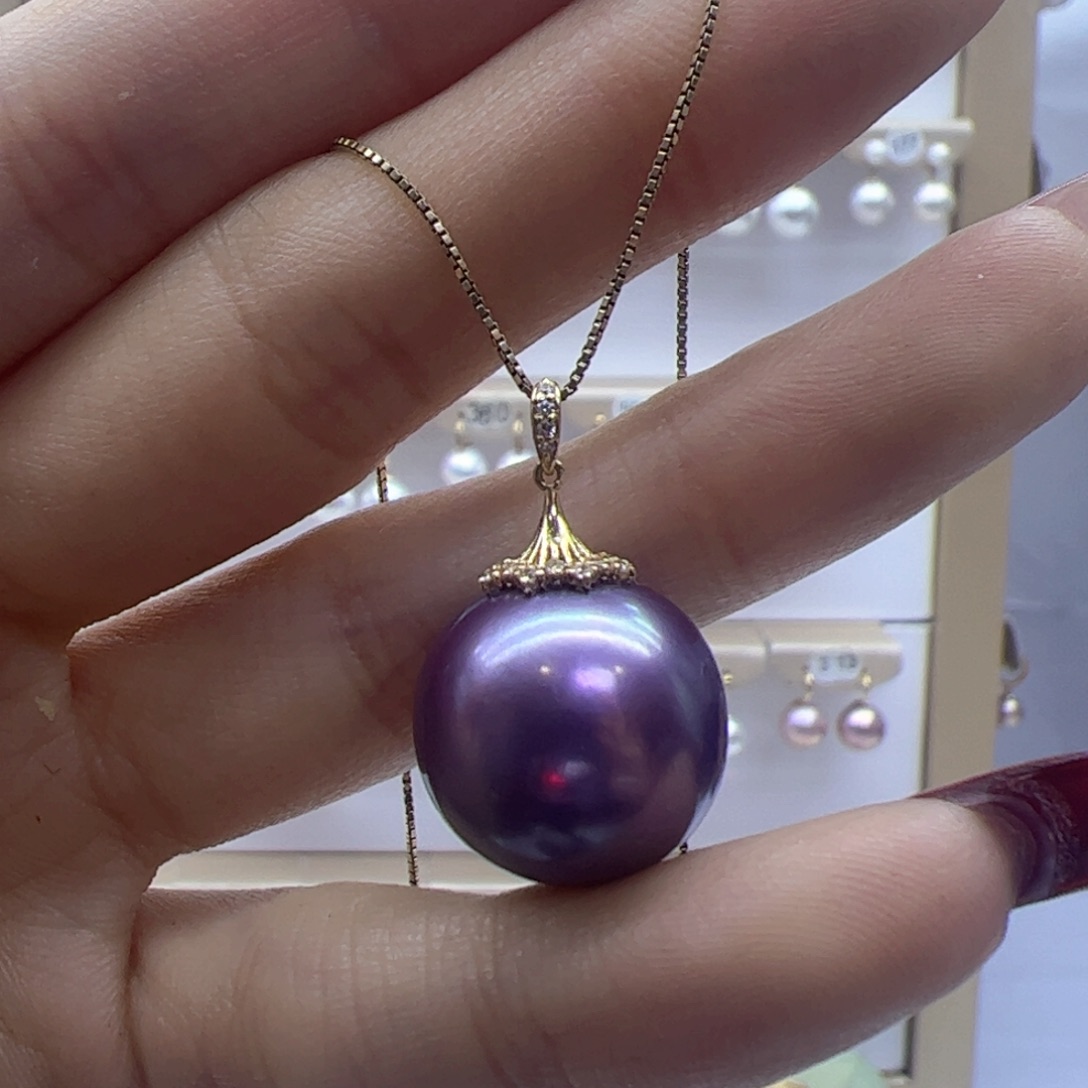 淡水珍珠吊坠(赠链)18K金镶嵌