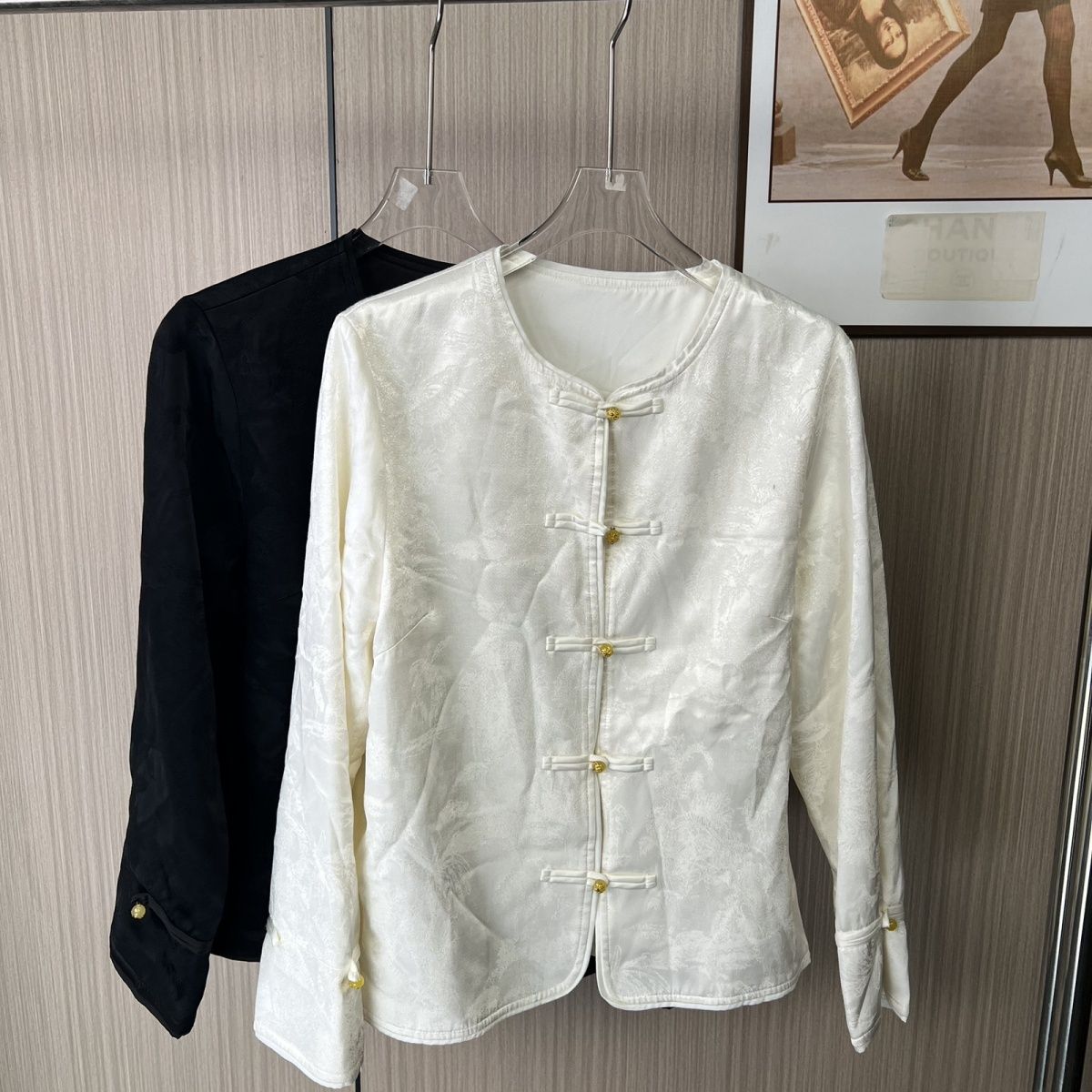 5558撤柜DS中式盘扣衬衫提花2025新款国风复古洋气衬衣长袖上衣