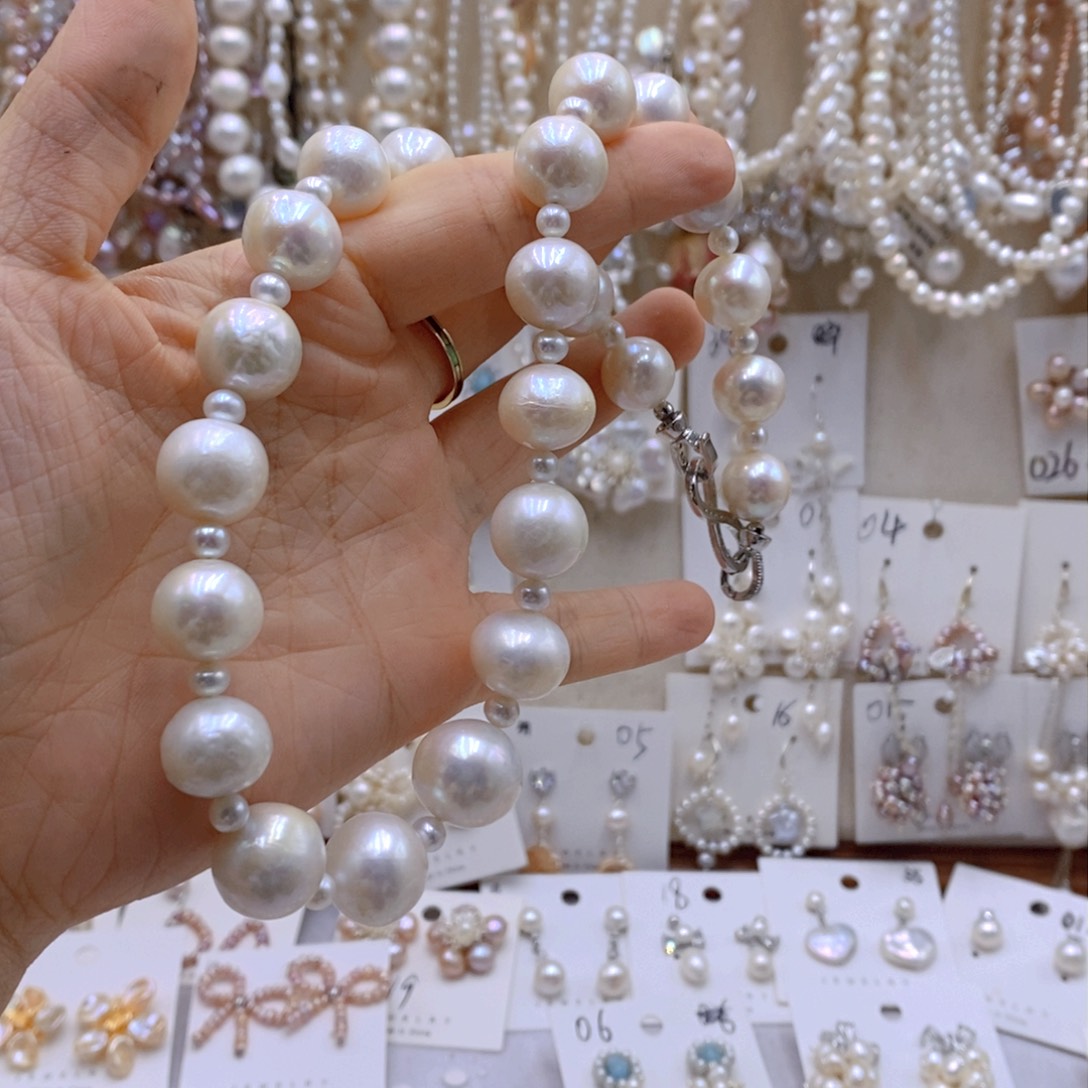 银S925镶嵌淡水珍珠耳饰咸*