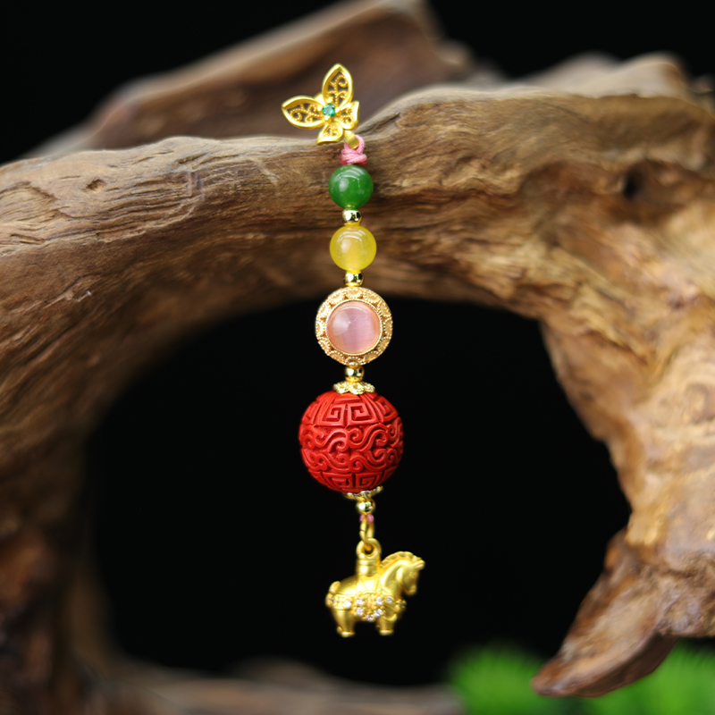 非遗技艺 漆珠/小马挂件 手工漆器