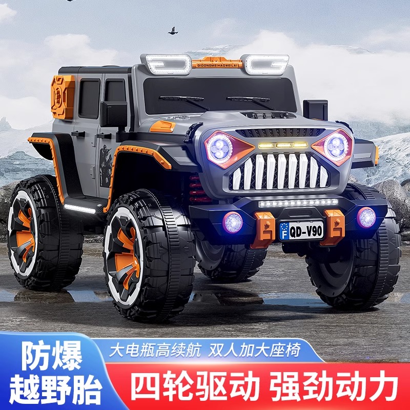 牧马人儿童电动四轮越野汽车遥控摇摆小孩宝宝可坐人玩具车亲高端