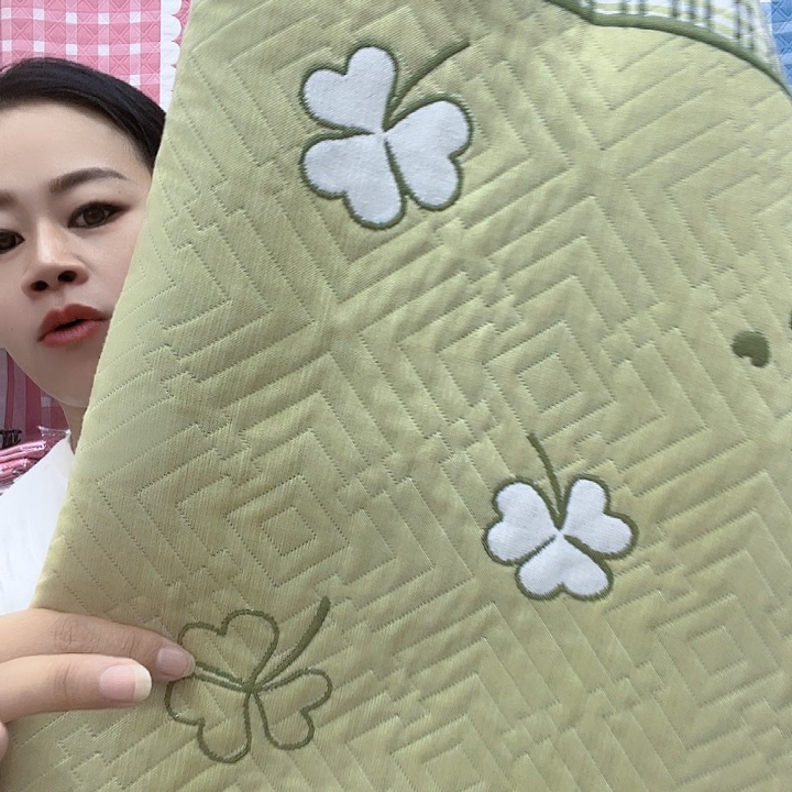 棉绿色杏叶纯棉面料