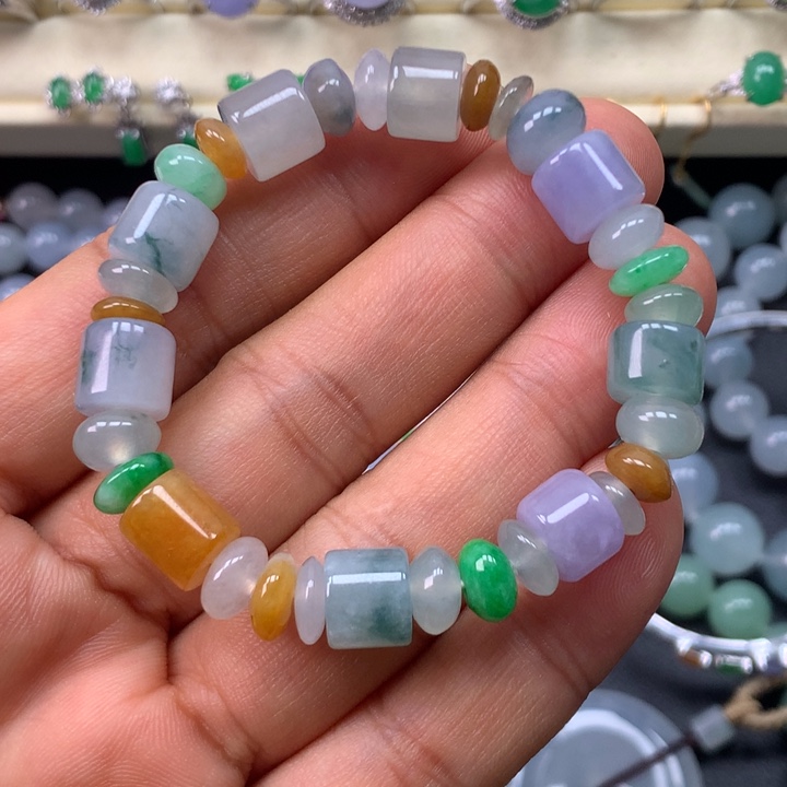 翡翠未镶嵌手链桶珠手串