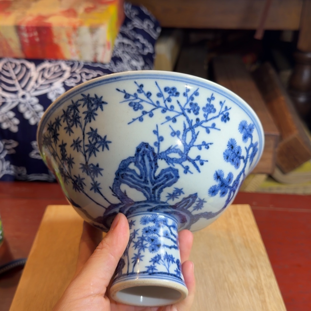 陶工艺品陶瓷摆件高足碗