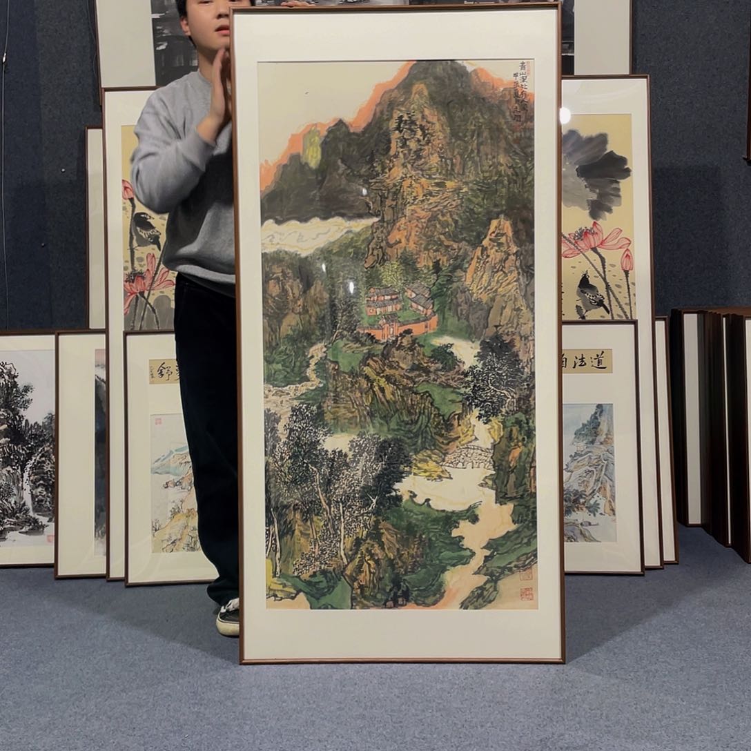 国画手绘作品带框