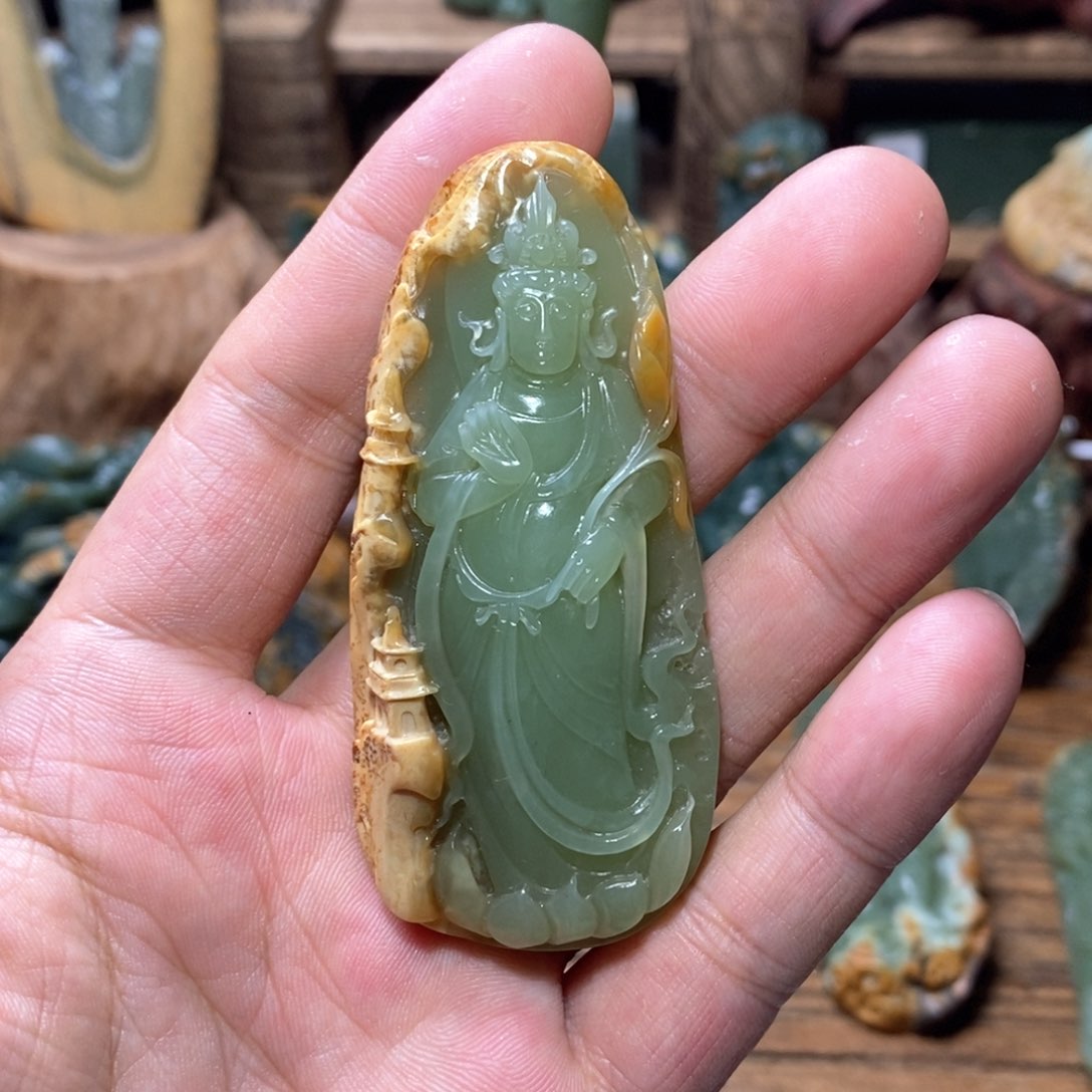 岫岩河磨玉（透闪石质玉）把件未镶嵌引*人