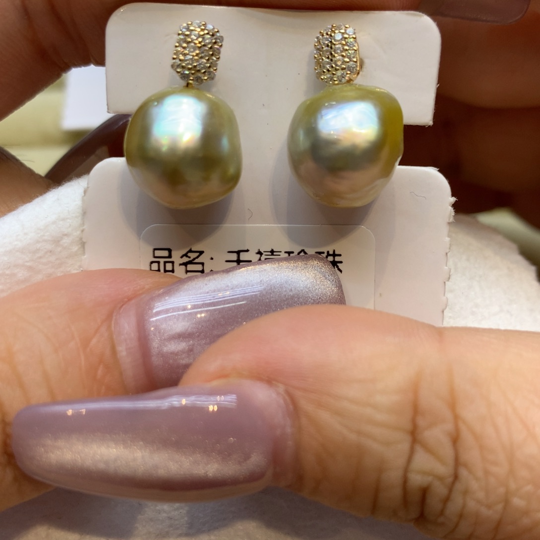 银S925镶嵌耳饰海水珍珠