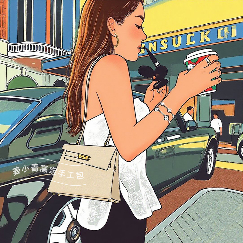 姜小青私定【Epsom皮双面凯莉】升级版斜挎手工女包【035】