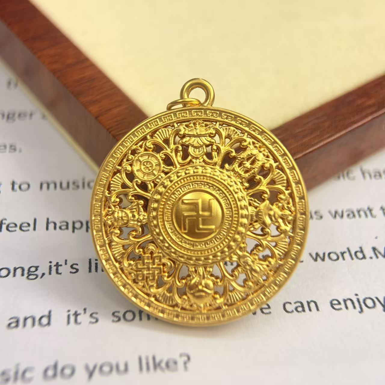 黄金足金999卡38罗盘首饰配件DP2976-07410