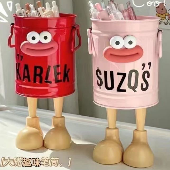 ins高颜值筒学生桌面办公室可爱简约复古收纳笔桶卡通个性笔筒