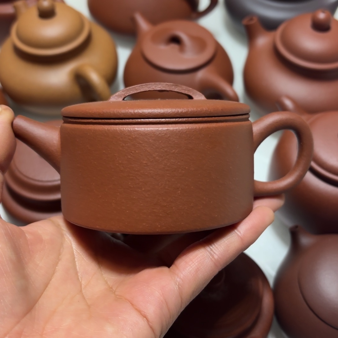 紫砂茶壶红降坡汉瓦150cc微瑕