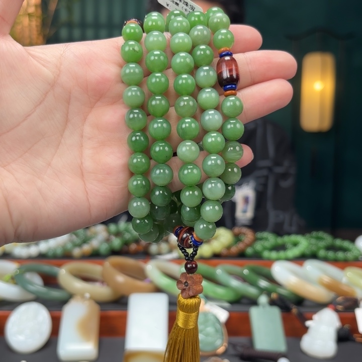 和田玉碧玉108卡10未镶嵌