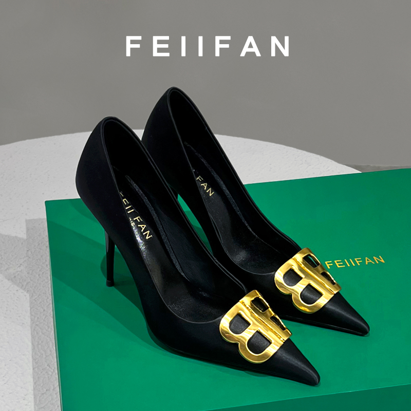 【现货】黑色高跟鞋2025春秋季新款细跟小众气质百搭尖头单鞋女7745