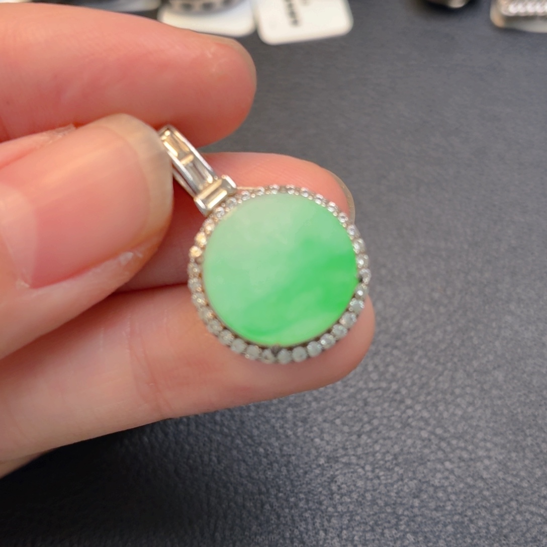 翡翠银S925镶嵌吊坠(不含链)