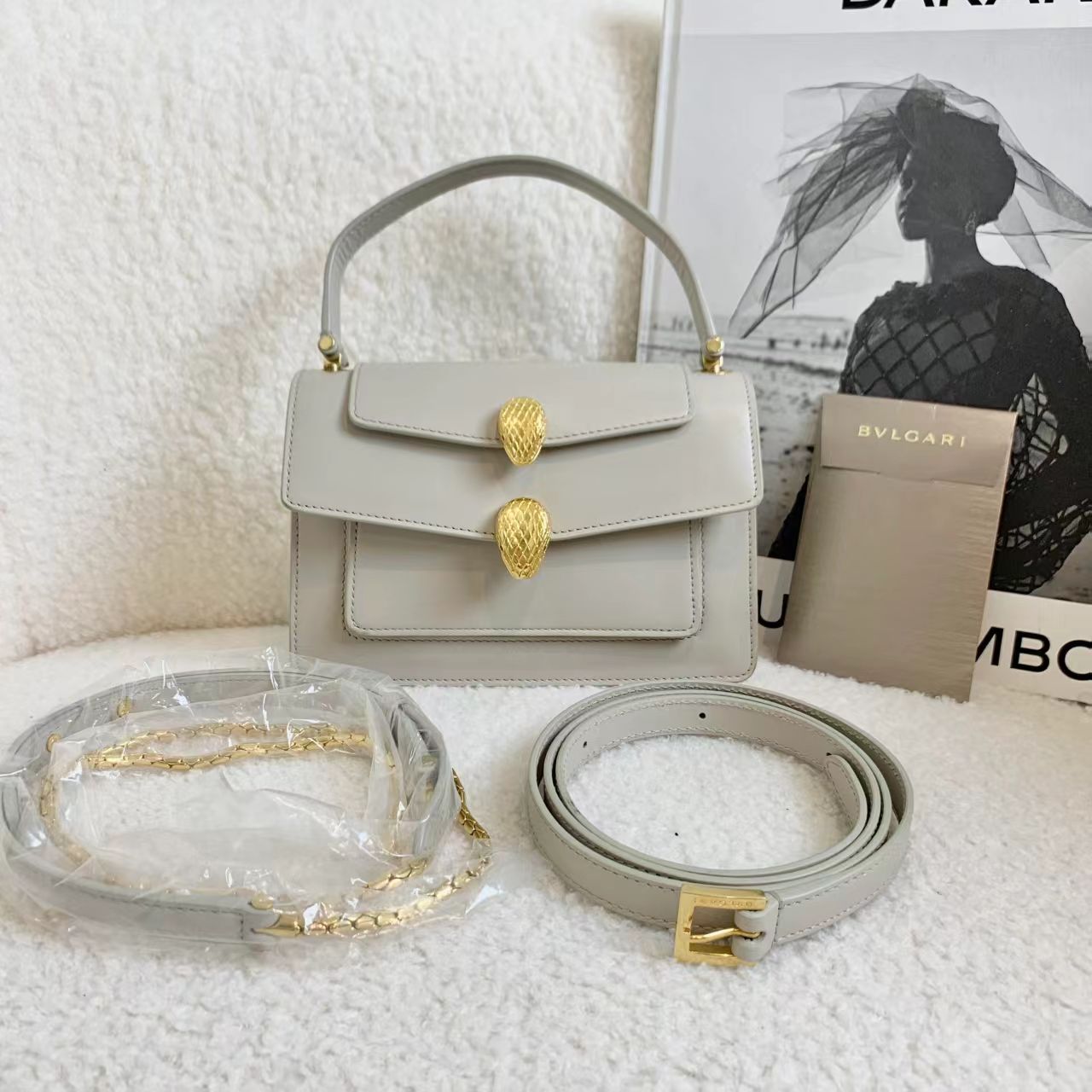 99新 BVLGARI/宝格丽 壹臻/大王联名款米灰色双头包 83076517