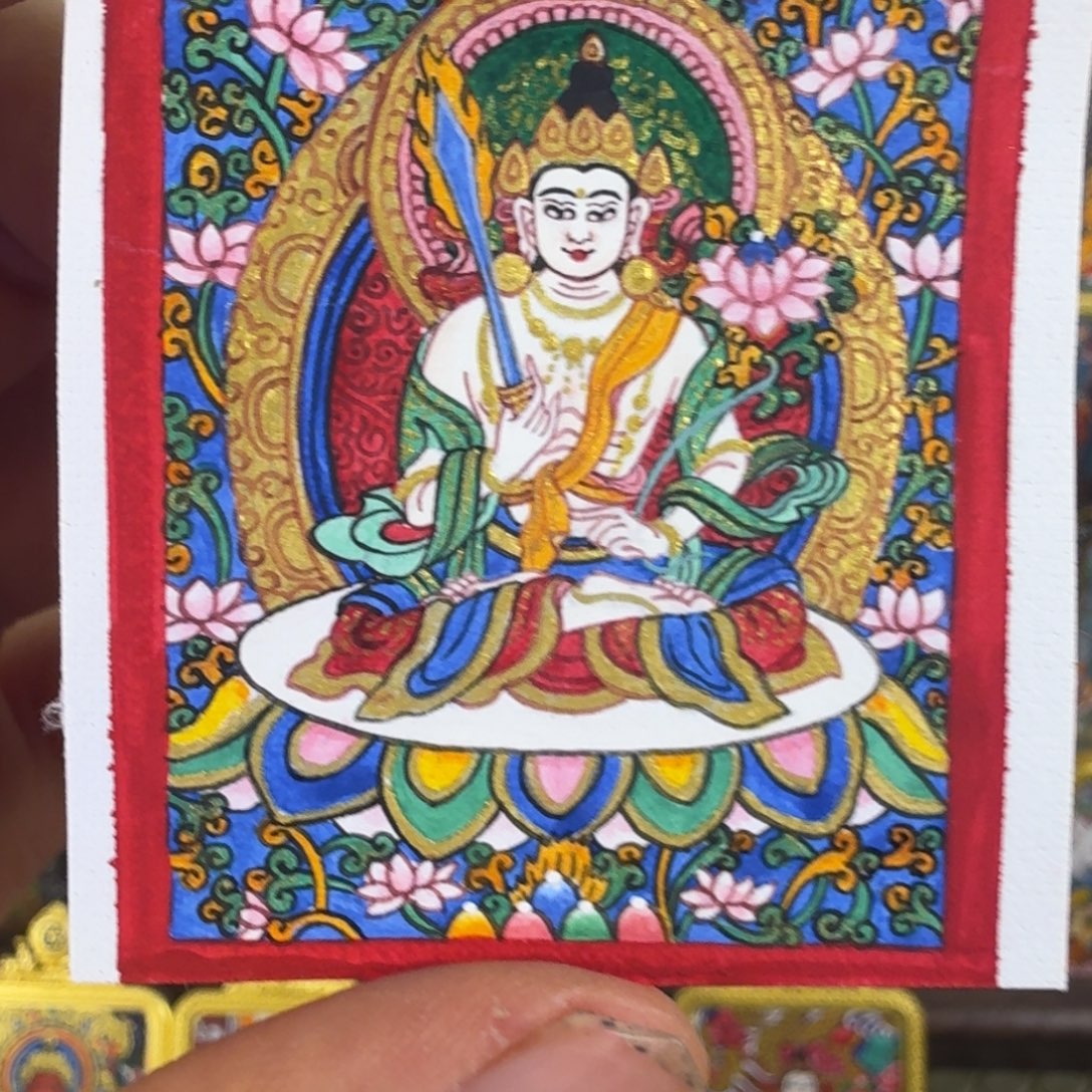 吊坠纯手绘虚空藏菩萨唐卡