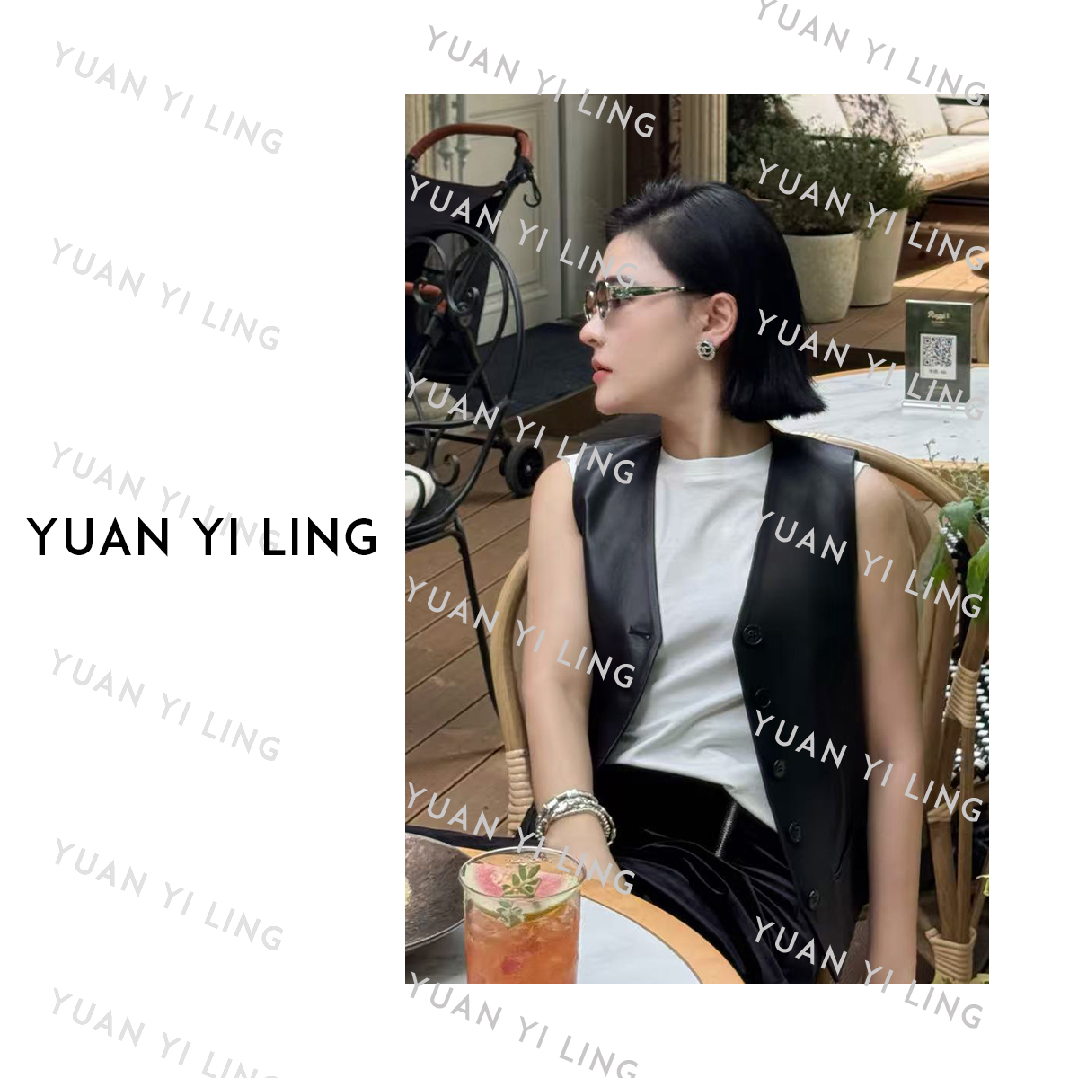 袁艺灵【英伦杂志】25早秋立体收腰V领复古百搭轻奢马甲时尚8017