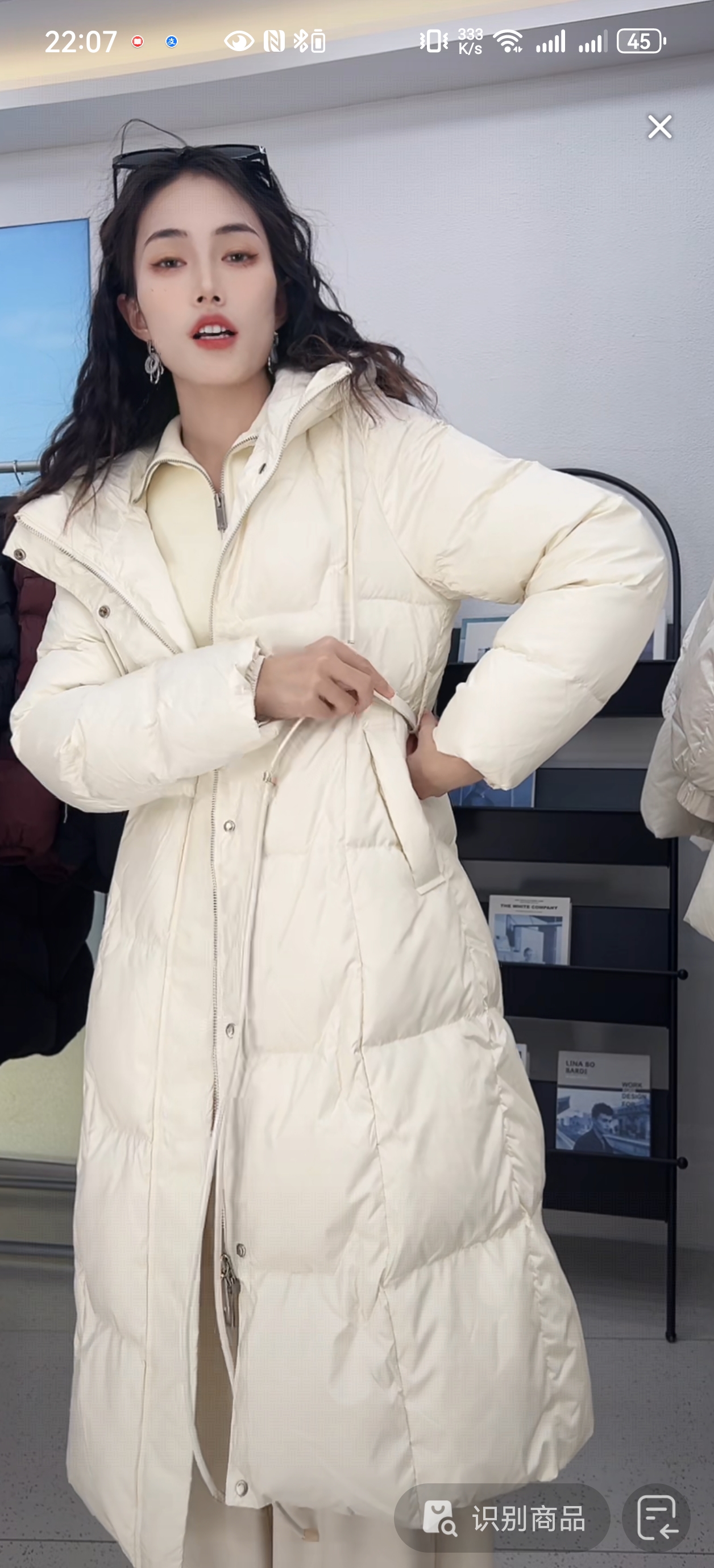 朵以2025冬季时尚休闲长款连帽过膝显瘦收腰羽绒服38DD911012