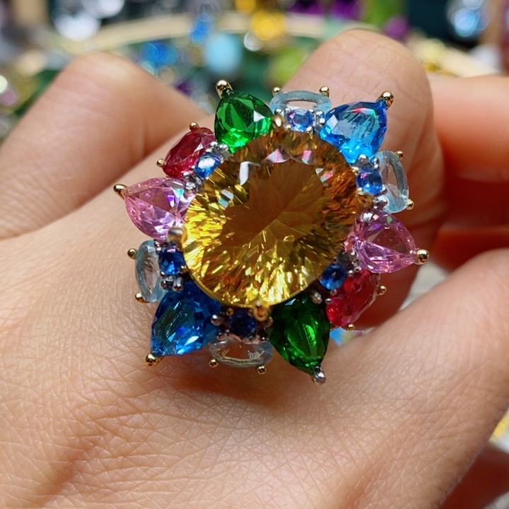 银S925镶嵌戒指水晶天然水晶戒指