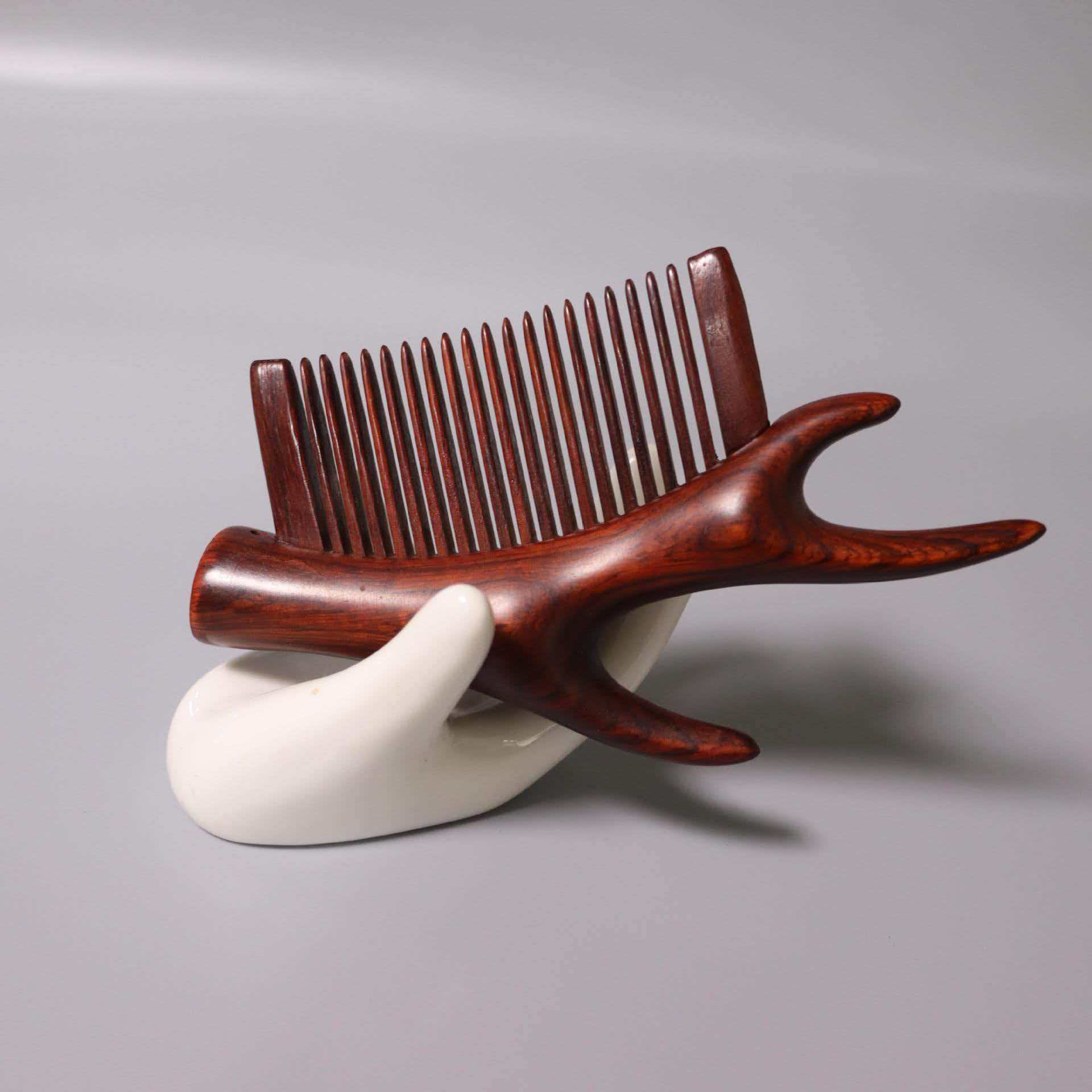 柒玥星遗紫檀木鹿角梳子包包梳静电防梳头顺发不挂发密齿送礼