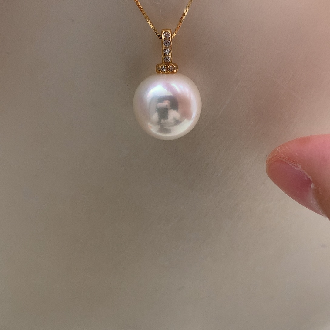 银S925镶嵌吊坠(赠链)淡水珍珠13-14mm奶嘴