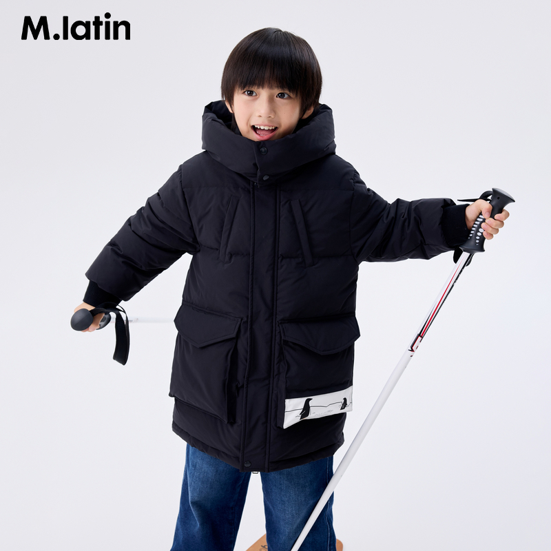 【商场同款】马拉丁童装冬男大童牛角扣中长羽绒服
