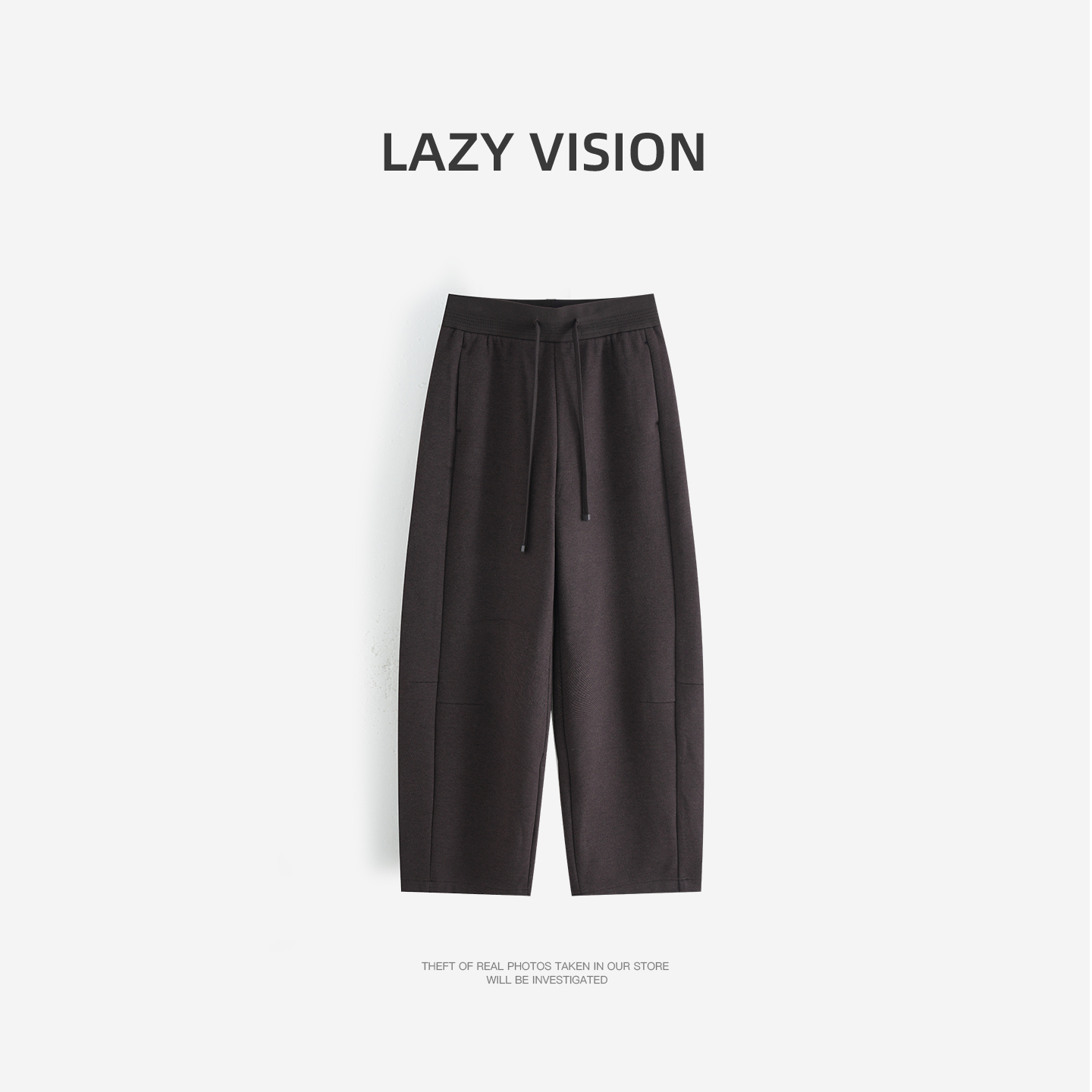 LAZYVISION女士加厚绒直筒时尚百搭“蚕丝羊毛”休闲裤ZMD-34289