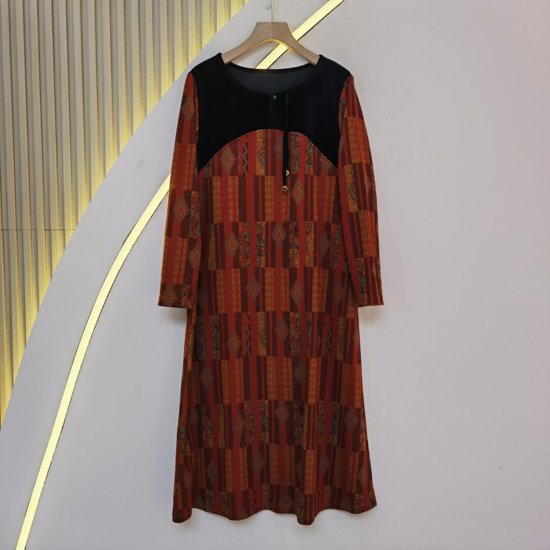 中长款时尚显瘦宽松百搭气质休闲连衣裙8859