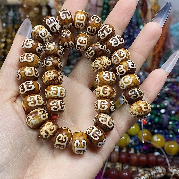 玛瑙/玉髓未镶嵌珠宝半成品玛瑙天珠卡14mm