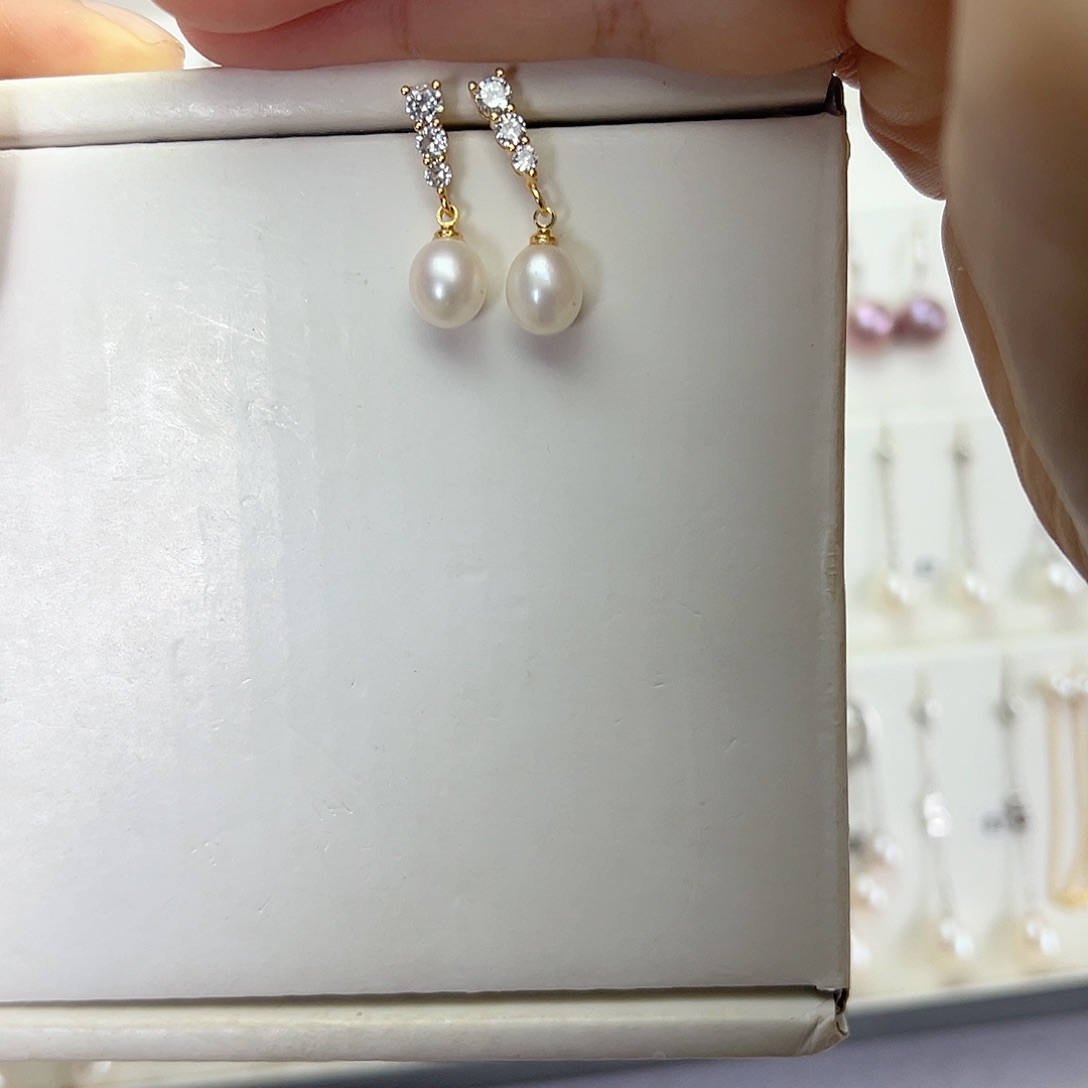 耳饰淡水珍珠银S925镶嵌