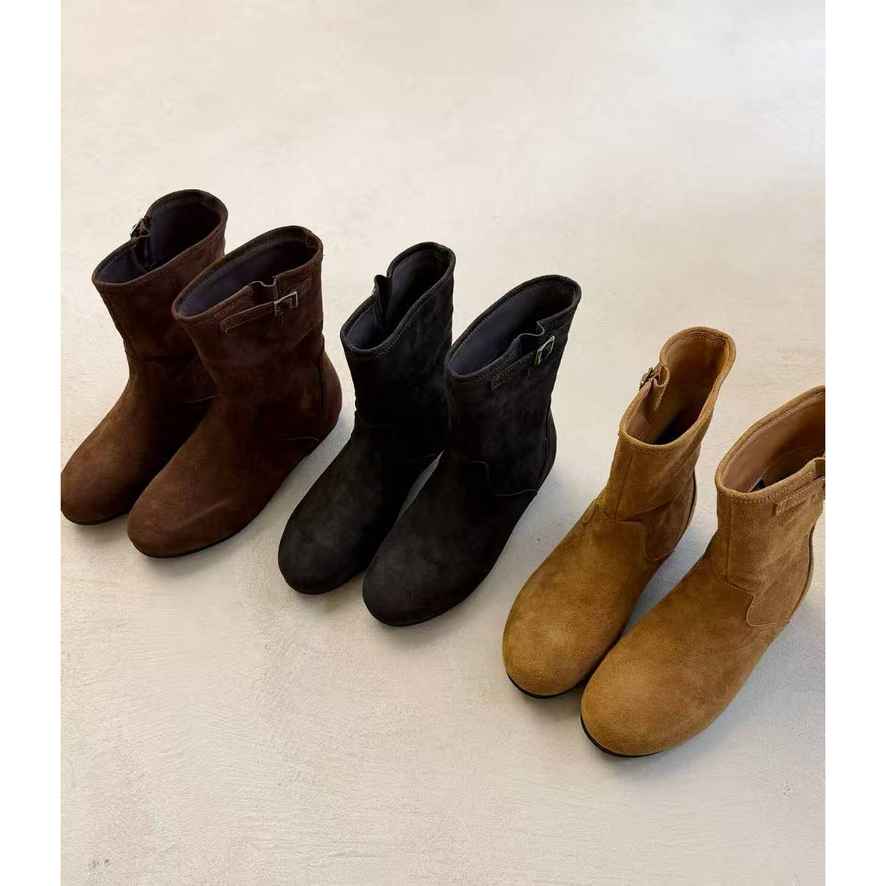 【仙仙推荐】eos韩系圆头绒面百搭短靴V25239-1