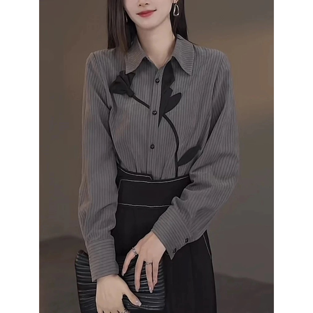早秋新款高端气质轻奢高级感设计感衬衫女装上衣359
