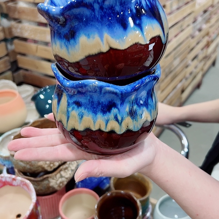 有孔.凑满10元发货多肉陶瓷花盆！