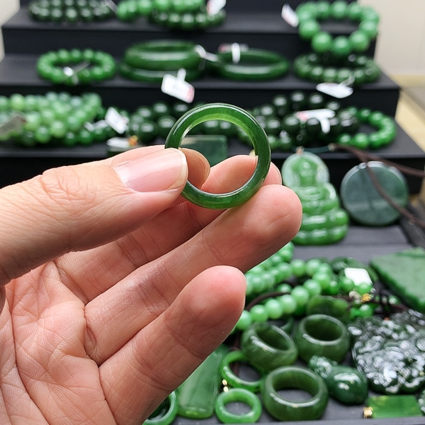 【闪购商品】和田玉（碧玉）戒指未镶嵌宸*丶