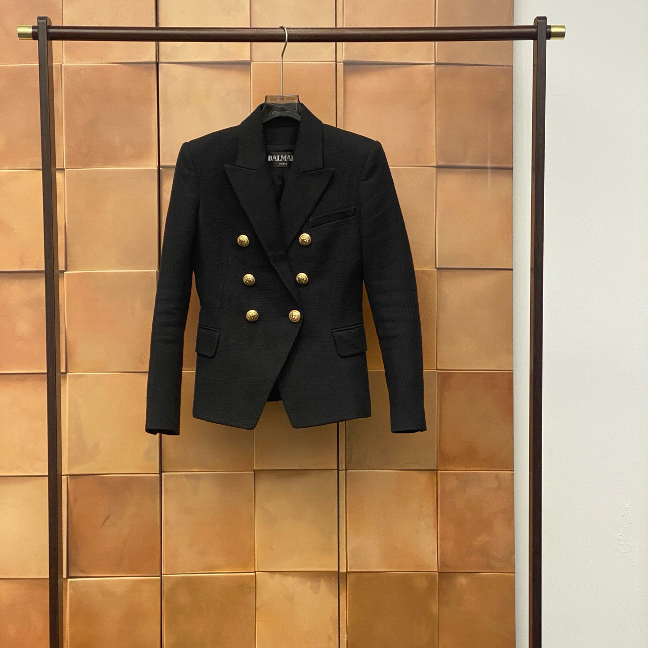 Balmain黑色双排扣金扣西装外套/36码/99新/29334