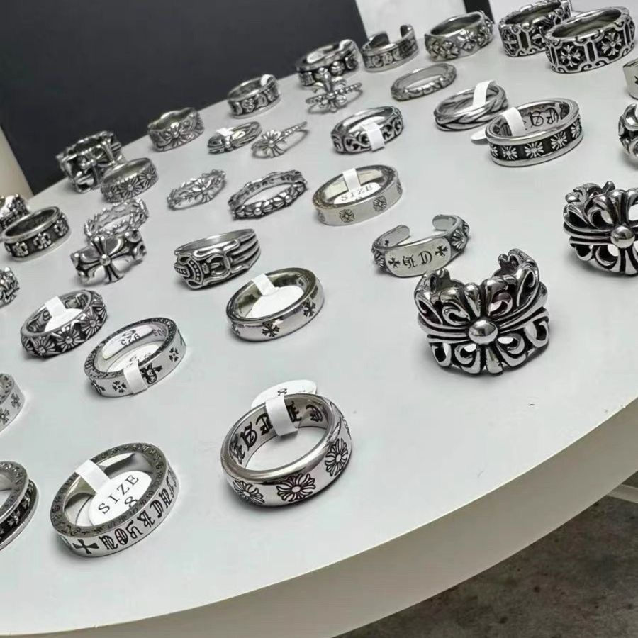 925银戒指 克罗心复古做旧十字架永恒戒指男女同款时尚潮情侣指环