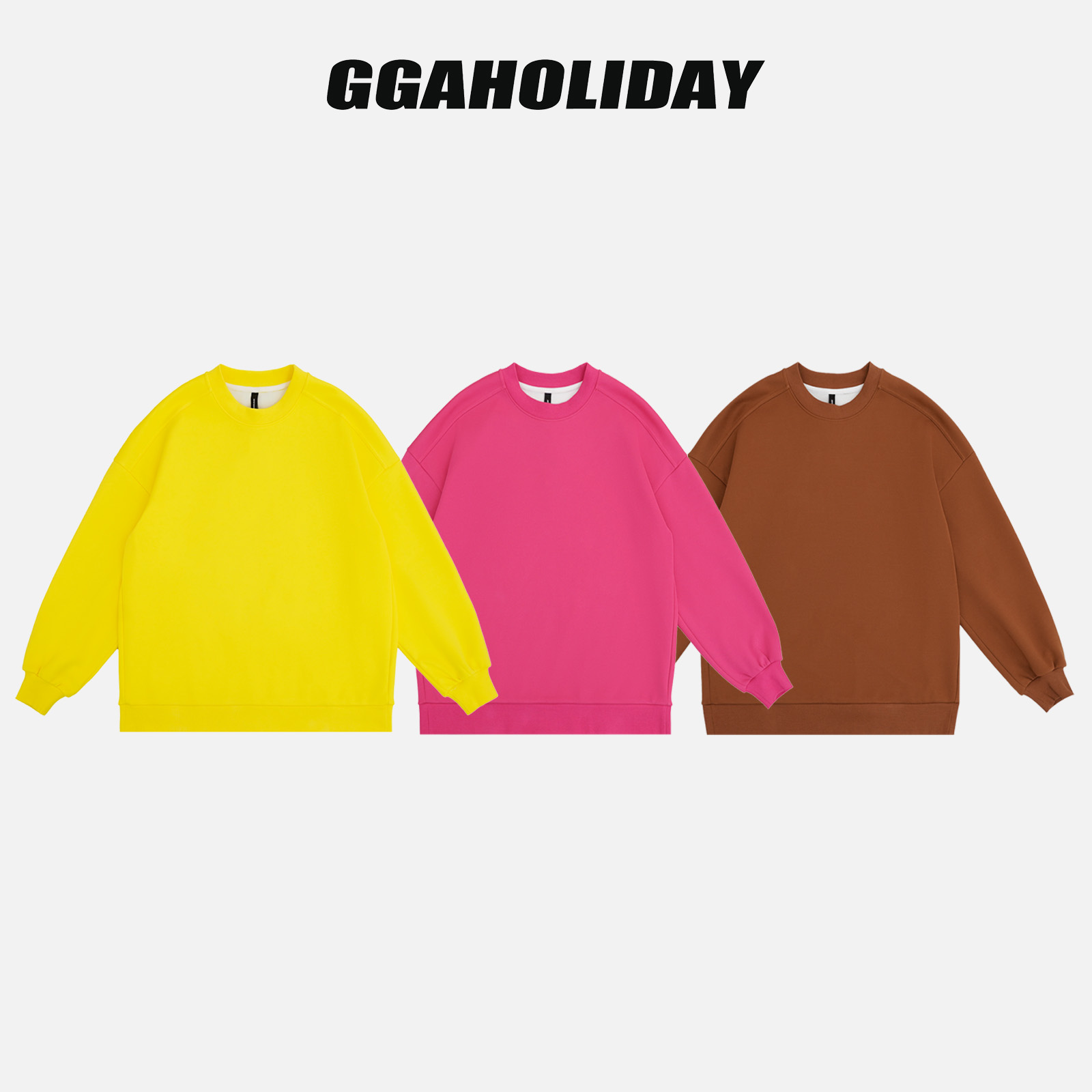 GGAHOLIDAY美式休闲宽松长袖百搭简约纯色加绒情侣卫衣-161043