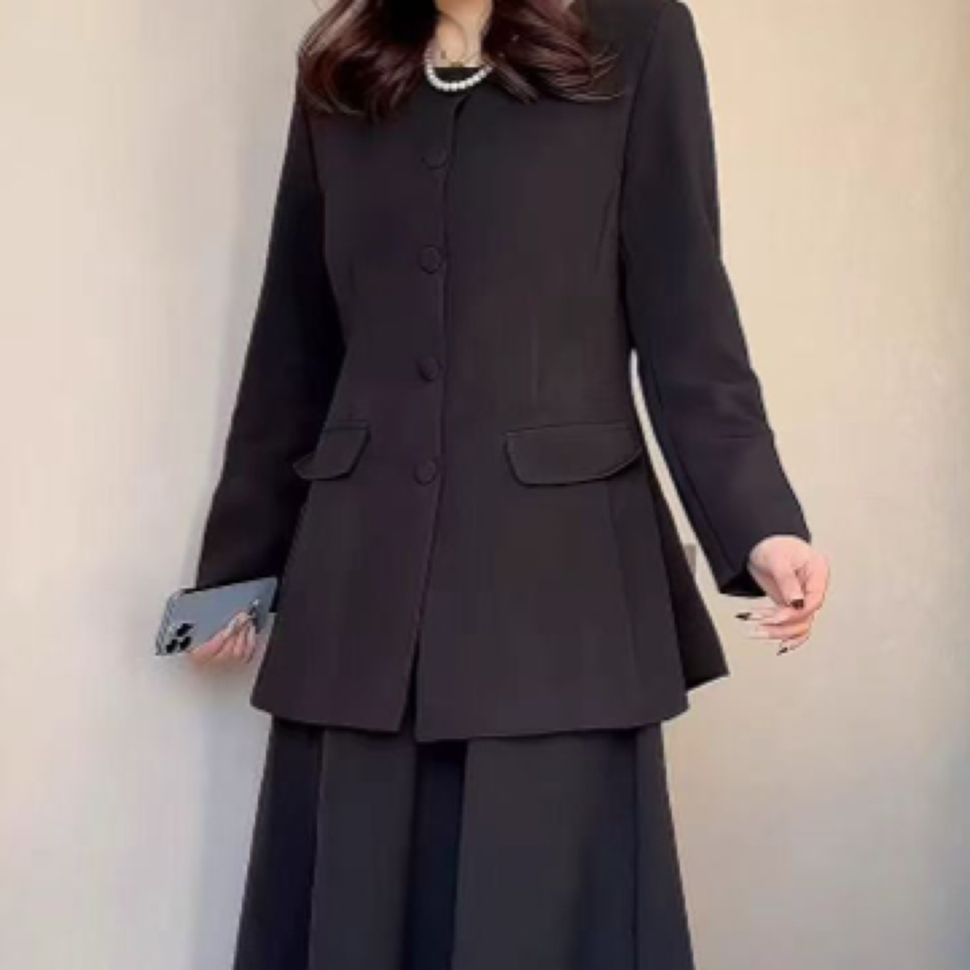 时尚气质显瘦大码定制高品质沙漏腰收腰西服外套+半身裙两件套