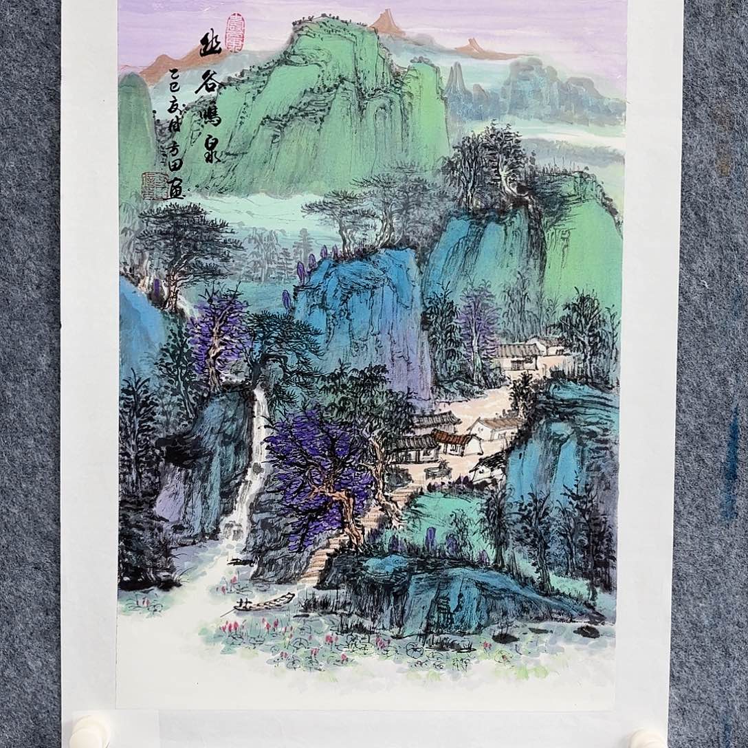 国画幽谷鸣泉国画作品