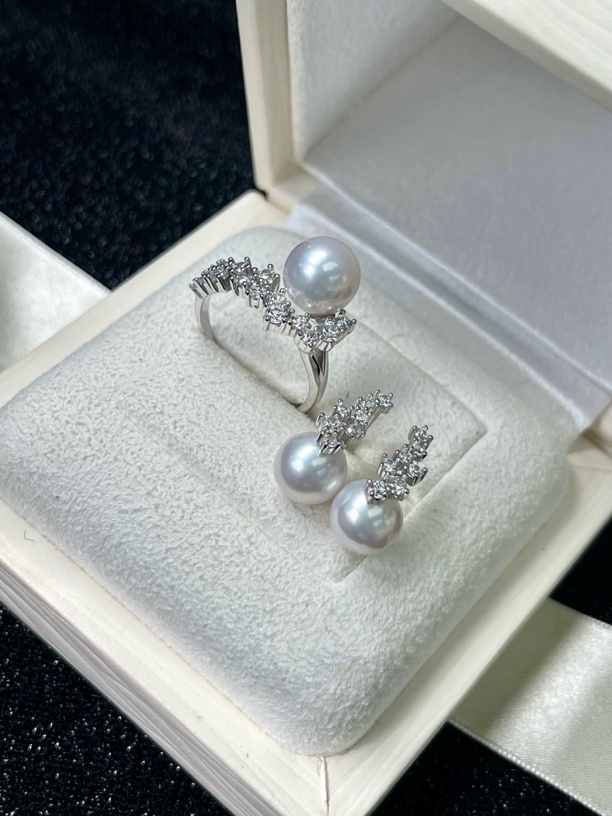  100%正品天然淡水珍珠戒指m家同款M家繁星系列精选6A极强珠光8-9