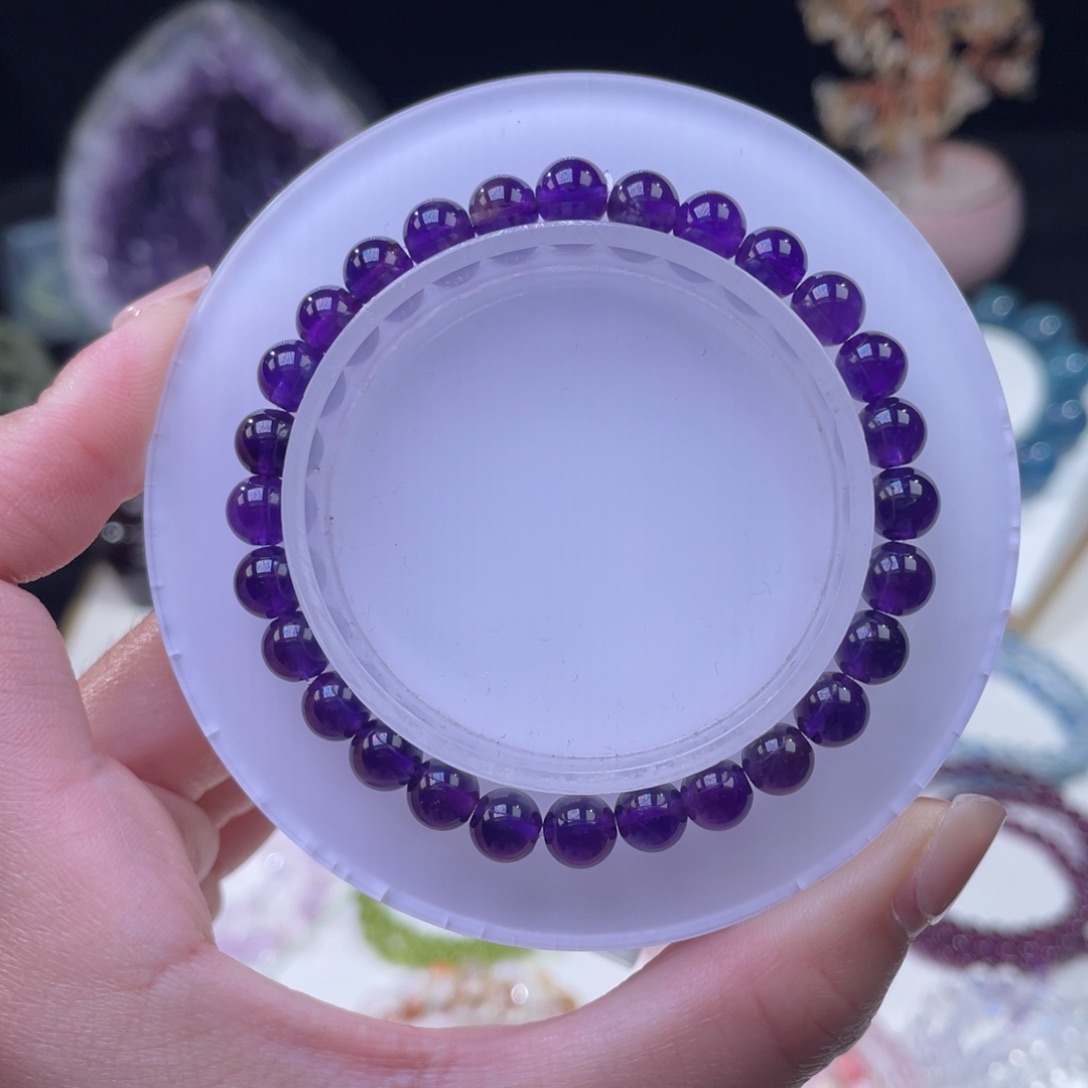 未镶嵌手链水晶乌拉圭浓郁紫水晶6+