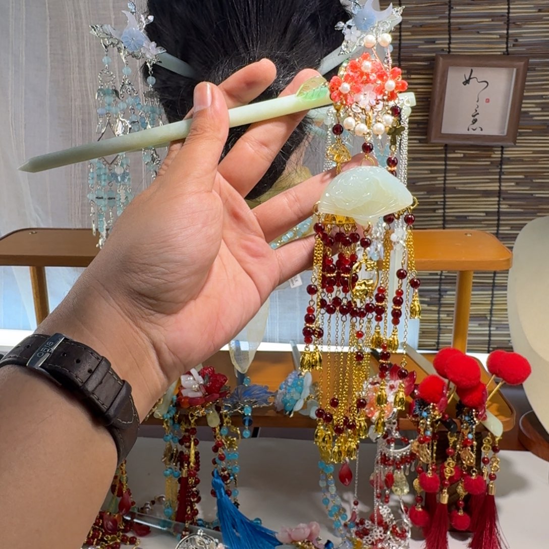 蛇纹石玉合金发饰