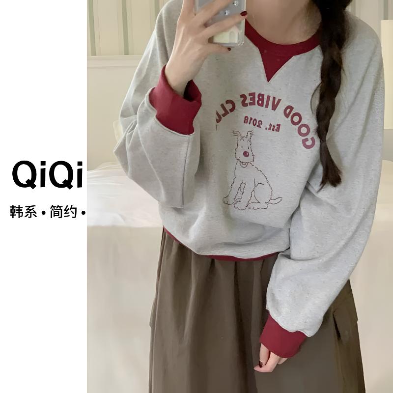 七七定制【good】2025早春新款时尚休闲百搭可爱小狗彩点卫衣9279