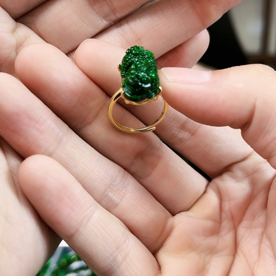 翡翠戒指银S925镶嵌戒指