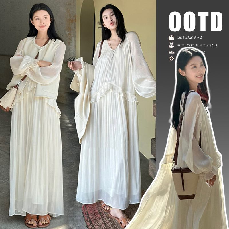 橙子家-新款孕妇韩版时尚气质花边拼接设计宽松显瘦连衣裙