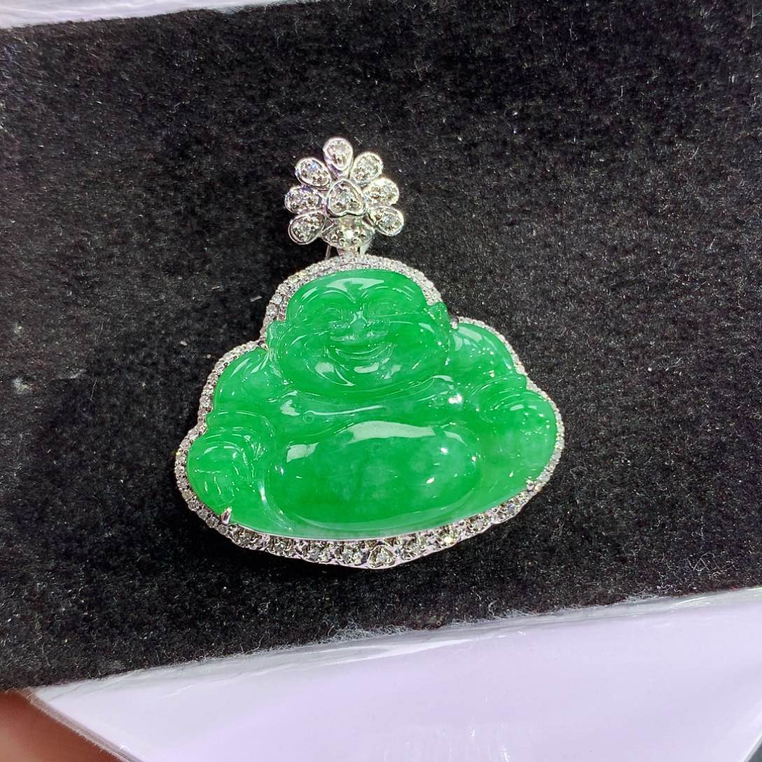 翡翠18K金镶嵌吊坠(赠链)