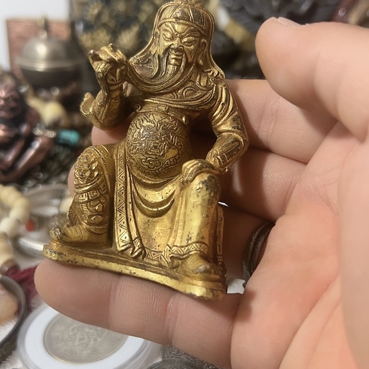 杏核手串/手链关公像 鎏金  精工细作