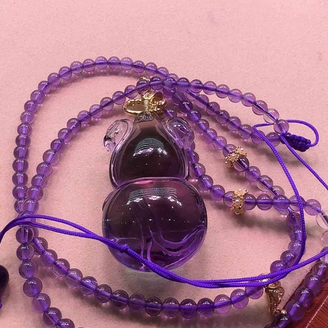 水晶颈饰未镶嵌天然巴西紫水晶狐狐吊坠