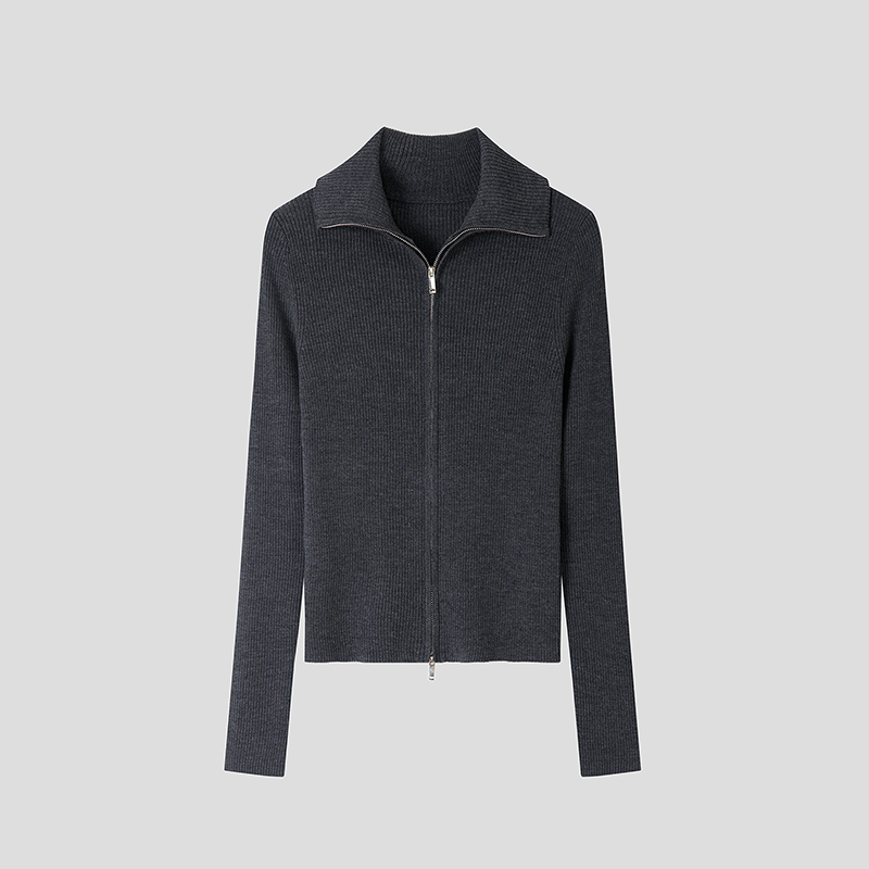 【轻运动开衫】重磅双开拉链otw羊毛纱线修身显瘦女士针织开衫